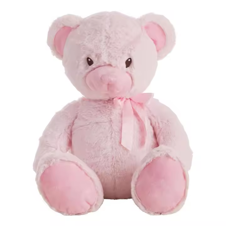 Oso de Peluche Rosa Suave con Lazo en varios tamaños - 1