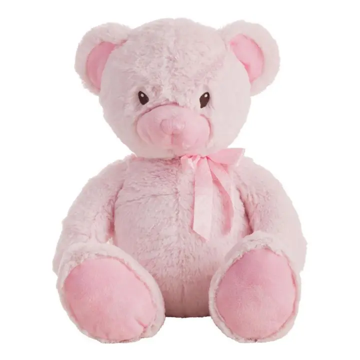 Oso de Peluche Rosa Suave con Lazo en varios tamaños - 1