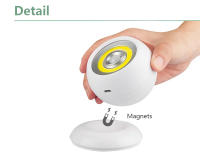 Lámpara De Pared Con Sensor De Movimiento PIR Luz Nocturna LED COB Rotativa 360° Con Imán USB/Batería Para Dormitorio Baño Cocina - details 6