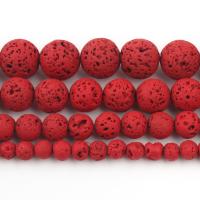 Piedra Volcánica Natural Lava Hematita Redonda Roja Para Creación De Joyería Pulsera DIY 4 6 8 10mm Contador Individual - details 1