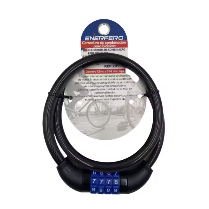 12MM*800MM Cerradura de bicicleta, cerradura antirrobo de bicicleta, cerradura eléctrica de motocicleta, cerradura de batería de bicicleta, cerradura de anillo de cuero de contraseña Daquan - 1