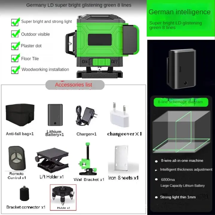 16/12 Lines 4D Laser Level green line SelfLeveling 360 Horizontal And Vertical Super Powerful Laser level green Beam laser level - 1