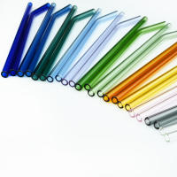 Juego De 8 Pajillas De Vidrio Borosilicato Alto Reutilizables Multicolor Ecológicas Para Cocktail Smoothie Té Con Bulbos - details 1