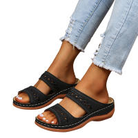 Sandalias De Mujer Verano 2024 Color Sólido Casual Abiertas Tobilleras Suaves Transpirables Elegantes Con Plataforma Y Tacón Bajo - details 4