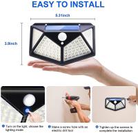 Lámpara De Exterior Solar LED Con Inducción Humana 100 LEDs Luces De Pared Para Jardín Decoración De Casa Y Carretera Carga Por Movimiento Cuatro Lados - details 3