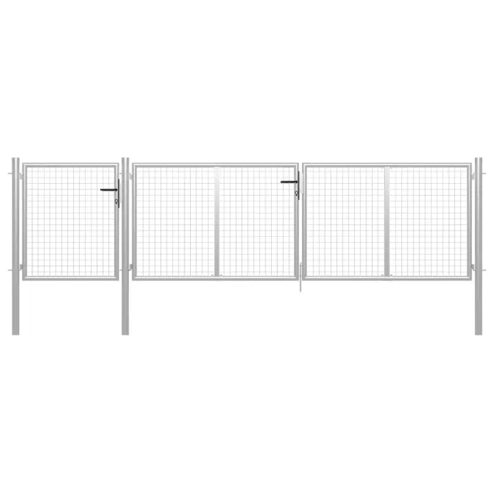vidaXL Puerta de jardín de acero plateado 400x100 cm - 1
