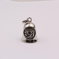 Llavero de moto estilo punk vintage - Cruz gota de aceite con campana, colgante de ángel con alas de plumas para hombres - details 4