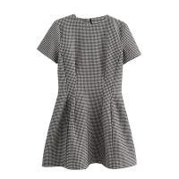 Vestido A-Line De Punto De León Slim Fit Para Mujer Estilo Hepburn Francés Con Cuello Redondo Y Mangas Cortas Moda Versátil De Cintura Alta - details 2