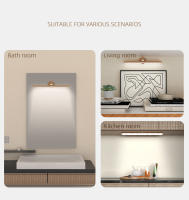 Lámpara De Noche LED De Madera Con Espejo Luz Frontal Recargable Magnética Para Dormitorio Lámpara De Borde Táctil - details 2