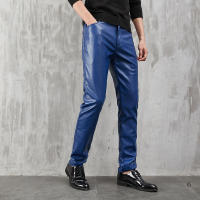 Pantalones De Cuero Para Hombre Ajustados Con Stretch Moda PU Para Fiestas Y Danza Streetwear Cierre De Cremallera Estilo Chic - details 2