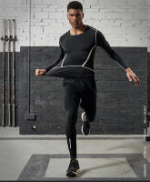 Pantalones De Compresión VANSYDICAL Para Hombre Con Cinturón Elástico Y Rayas Reflectantes Tights De Running Y Gimnasio - details 3