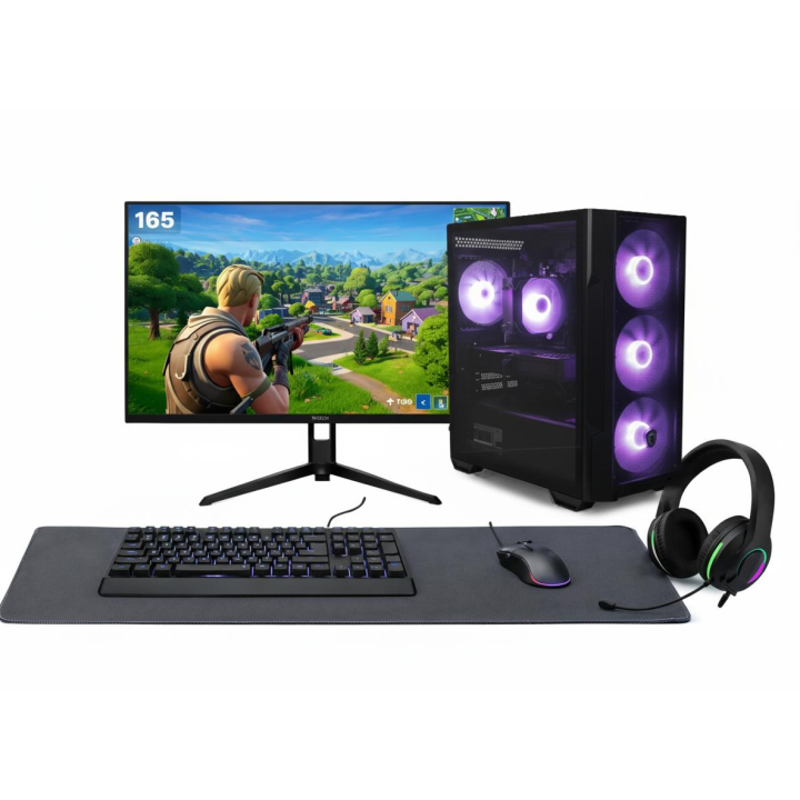 PC Gaming Completo 16GB RAM y 1TB con GTX 1650 / i5 10400F + Monitor 165Hz IPS 1080p 24" + Teclado, ratón, auriculares y alfombrilla Gaming, incluye Wifi 6, Bluetooth y Windows 11 Pro activado. Garantía 3 años España
