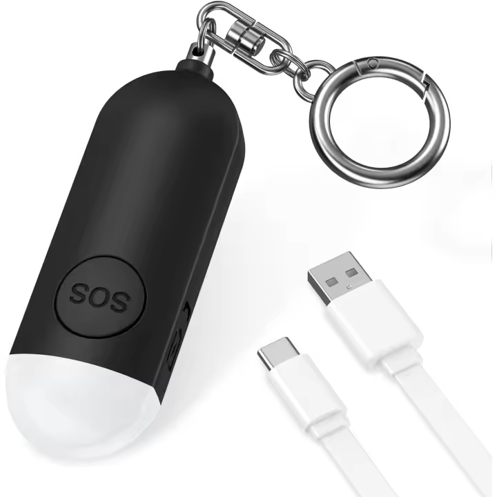 Pequeño, aprobado por la Policía, Con llave para Emergencias de pánico y Violación, para personas mayores y niñas (Negro) - 1