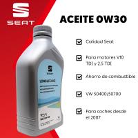 Aceite de Motor Seat 0W30 LongLife III FE - Protección Superior y Rendimiento Óptimo para Motores V10 TDI y 2.5 TDI - Lubricante Sintético de Alta Calidad Compatible con Especificaciones VW 504.00/507.00 y Ahorro de Combustible para Vehículos - details 0
