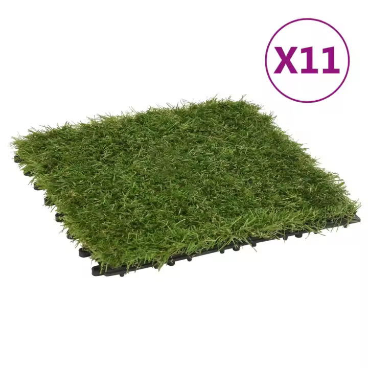 vidaXL Baldosas de Césped Artificial Verde Hierba Terraza Jardín Cantidad 11 unidad, 22 unidades - 1