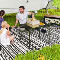 Outsunny Mesa Plegable Camping de Aluminio 137x62x67 cm con Laterales Abatibles y Altura Ajustable Mesa Plegable Portátil Ligera con Encimera Metálica de Rejilla para Acampar Senderismo Playa Negro - details 1