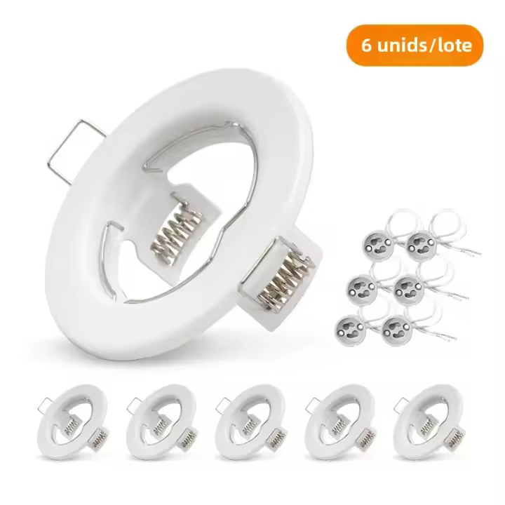 6pcs Foco LED De Techo Con Marco Recubierto De Aluminio GU10 MR16 Luz deSpot Para Fachada Blanco Sin Bombilla Incluida - 1