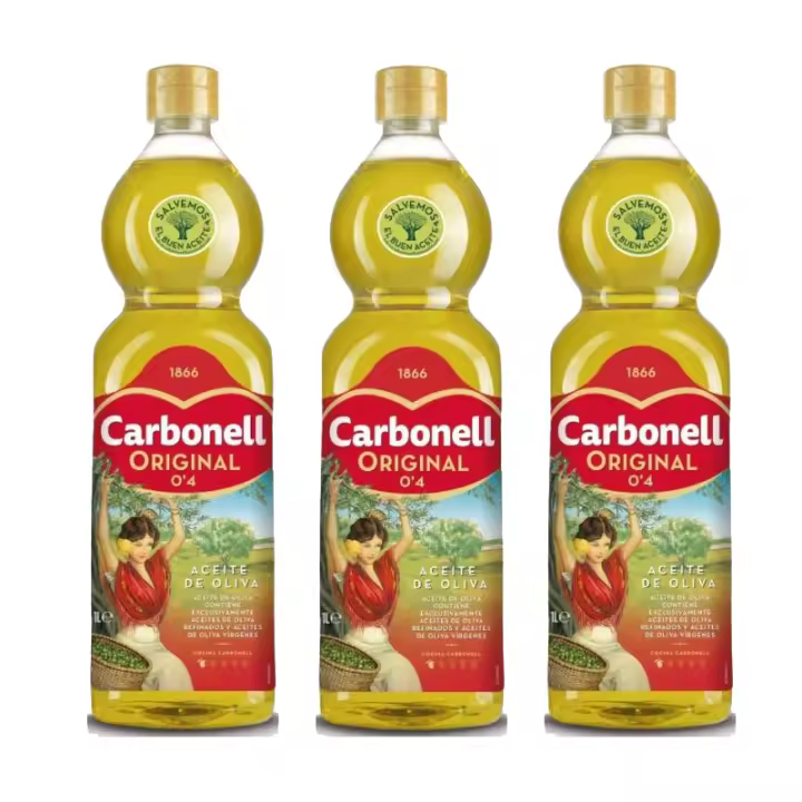 Carbonell® Aecite De Oliva Original 0'4º 1L, Pack de 1-4 Botellas, El aceite versátil, que acompaña los platos del día a día. Respeta el auténtico sabor de los platos,especialmente recomendado para su uso en caliente, tanto en guisos como en fritura - 1