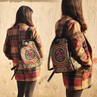 Mochila De Lona Para Mujer Diseño Artístico Vintage Con Bordado Floral Gran Capacidad Para Escuela Y Viajes Bolsa De Hombro - details 2