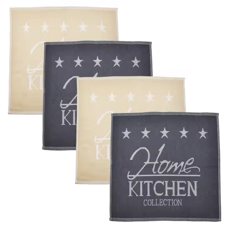 CASTMA GARANTIA DE ALTA CALIDAD - Set de 4 Paños de Cocina Dinner en Tela Jaquard 100% Algodón Modelo 5 STARS - 50x50cm - Ideal para Secado de Vajillas y Cuberterías - 1