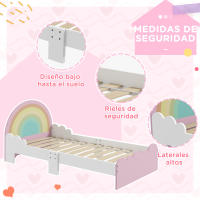 ZONEKIZ Cama para Niños de 3-6 Años 143x74x66 cm Cama Infantil de Madera en Forma de Arcoíris Mueble de Dormitorio Moderno Carga 80 kg Rosa - details 4