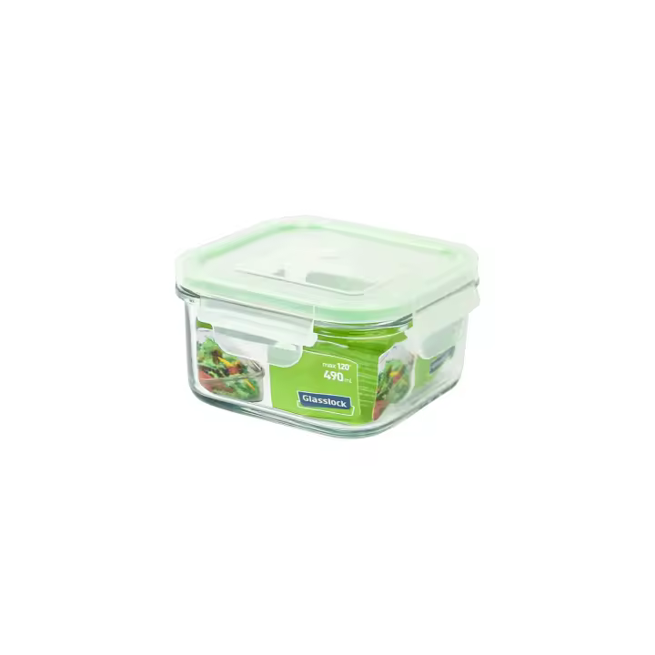 Glasslock Air - Recipiente Hermético Cuadrado de 0.5L en Vidrio Templado con Válvula - 1