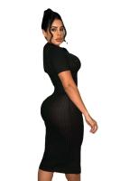 Vestido De Crochet Para Mujer De Corte Bodycon Con Manga Regular Y Cuello En V Vestido Fino Y Ajustado De Pierna Para Calle Moda Hipster - details 17
