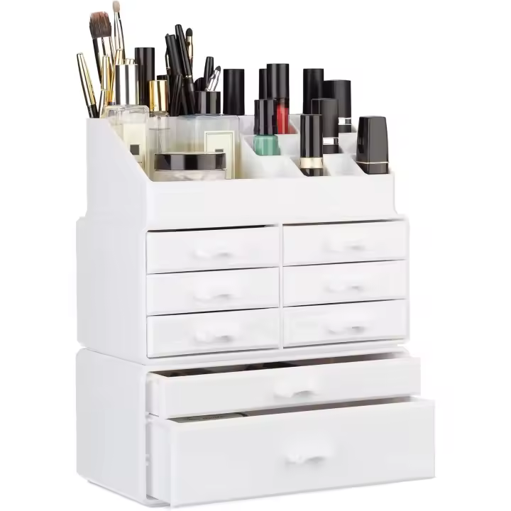 Relaxdays 10023135_49 Organizador Maquillaje con Cajones, Blanco, 14x24x30 cm - 1