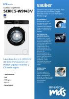 Lavadora carga frontal SAUBER SERIE 5-W9143 V 9 kg 1400 rpm a blanco  ENVÍO E INSTALACIÓN GRATIS - details 0