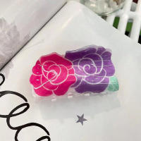 Pinza Para El Pelo De Flores Acrílicas 1PC Clipping De Tulipán Lirio Rosa Accesorio De Moda Para Mujer Decorativo Para El Cabello - details 6