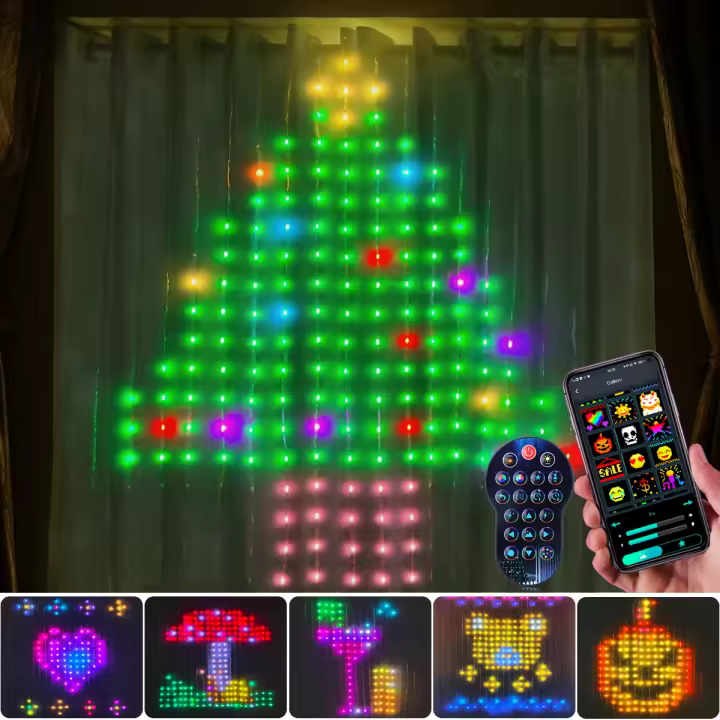 Luces De Navidad Fairy Colorida LED Cadena Bluetooth RGBIC Adresable Para Cortina Guirnalda Decoración De Pared Fiesta Boda - 1