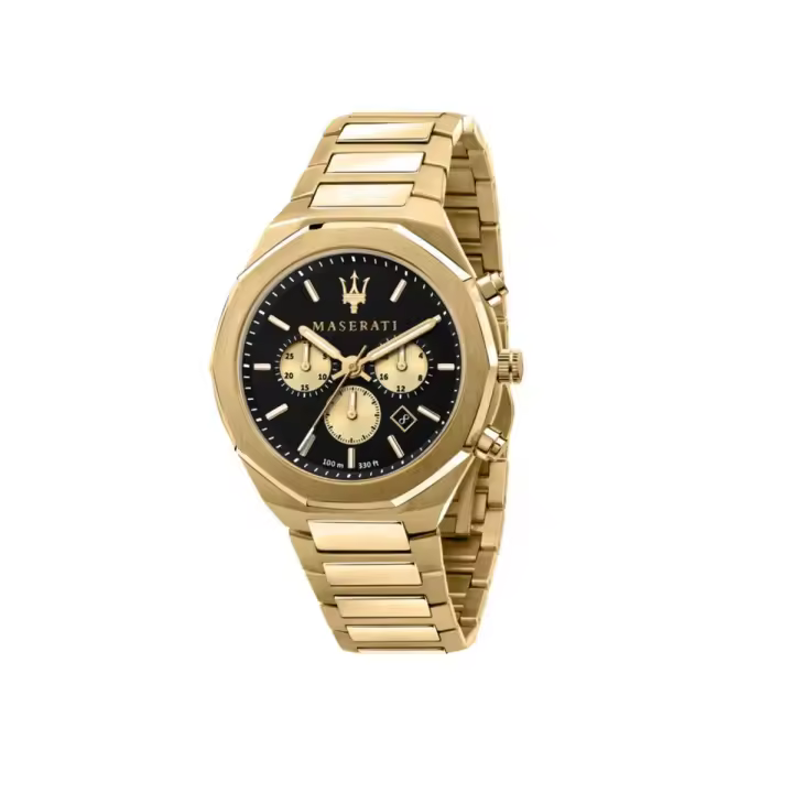 Maserati Reloj Hombre Stile 45mm Chr Black Dial Br Yg Acero 10 Atm - 1