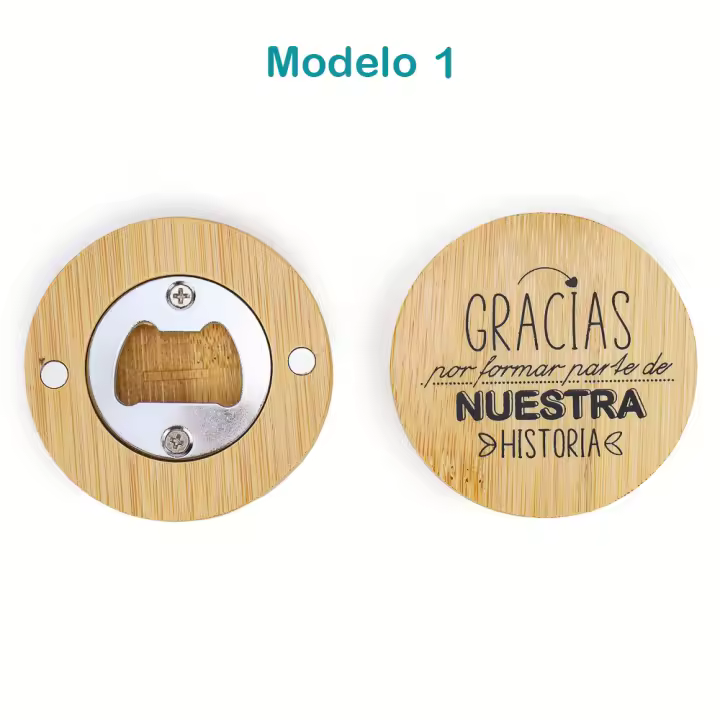 Pack de 9 a 36 unidades de abridores de madera para regalar, Abridores de madera con frases, Abridores originales, No se puede personalizar, Detalles para invitados de boda, Recuerdo boda invitados, Regalantes.com - 1