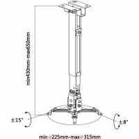 Aisens Soporte de Techo o Pared para proyector, carga máxima: 20kg, Color Blanco - details 5