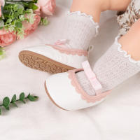 Zapatos De Primera Caminata Para Niñas Meckior Cuero PU Suela De Goma Antideslizante Suave Para Recién Nacidos Y Bebés 0-18M Cierre Elástico Estilo Casual - details 7