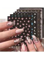Pegatinas De Uñas 3D Metálicas Plateadas Y Doradas Estrella Disipada Adornos Para Manicura Arte De Uñas Decoración Y2K Tiras De Uñas Encanto - details 10