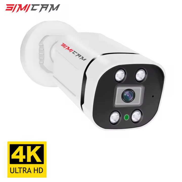 Cámara De Seguridad IP Bullet 4K POE Con Visión Nocturna Y Audio 48V POE/DC 12V 4MP/5MP/8MP Opcional Resistente Al Agua Para NVR - 1