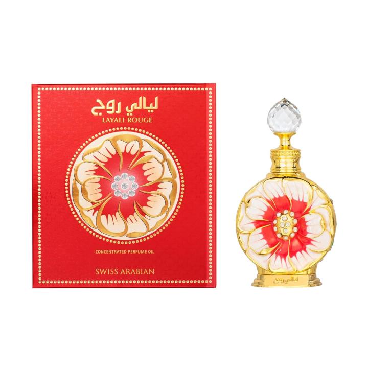 Layali Rouge – Perfume Femenino Concentrado, Fragancia Floral Oriental con Botella Dorada y Detalles de Cristal — oferta en Miravia