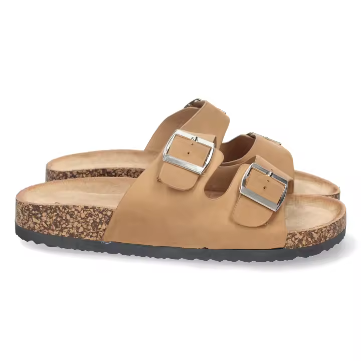 Davinia Shoes Sandalia Plana de Mujer, con Planta de Anatomica de Bio, y Hebillas, Primavera Verano 2021 Shoes&Blues.es 1AY-1056-Camel - 1