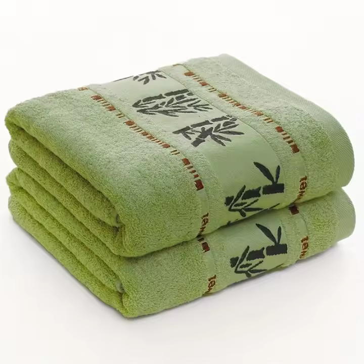 Juego De Toallas De Baño 2pcs Fibra De Bambú 100% Tela Jacquard Lujo Bordado Geométrico Regalo Deportivo Toallas De Mano Y Rostro Cubiertas - 1