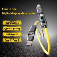 Cable De Carga Rápida USB Tipo C Con Pantalla Digital Y Diseño LED De Aluminio Zn Para iPhone Y PD 66W Nuevo Silicona 4 En 1 - details 0