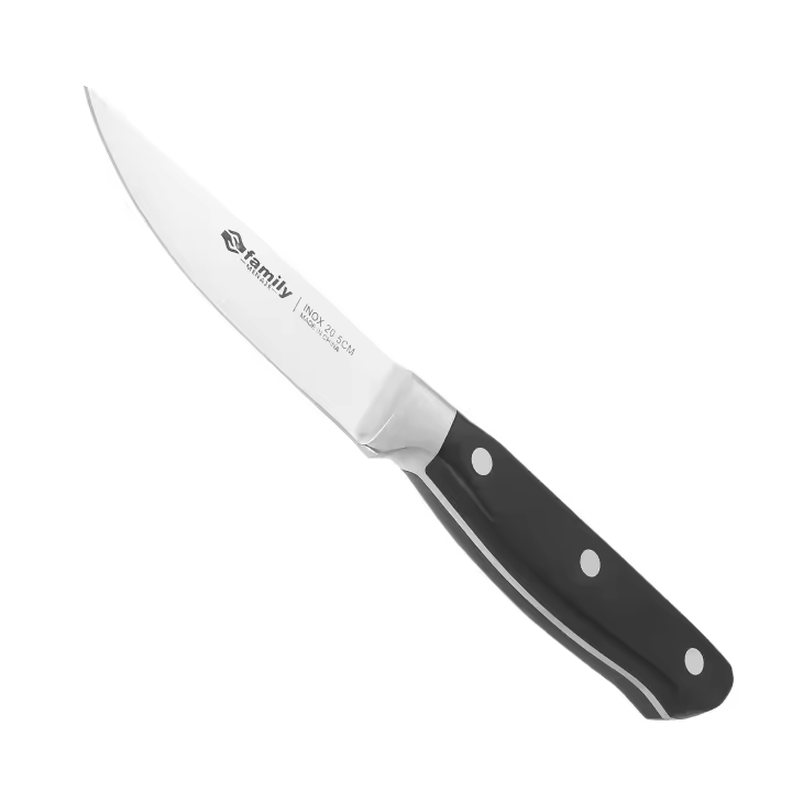 DESEOS Juego cuchillos de cocina Family | Serie cuchillos de cocina | Hoja de acero inox | Mango ergonómico de POM | Varios tipos | Cuchillo de cocina, rebanador, panero, santoku, deshuesador, multiusos, chuletero y pelador - 1