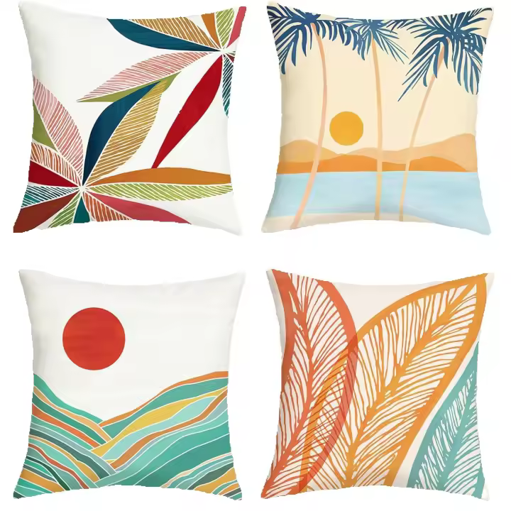 Juego de 4 Fundas de Almohada Geométricas 45x45cm Ideal para Sofá, Cama, Coche Lavable en Máquina - 1