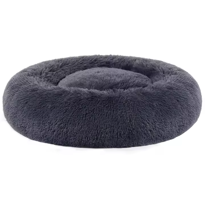 FEANDREA Cama de Perros, Cama para Mascotas, Cojín Central Extraíble y Lavable, Alfombra de Felpa Suave y Mullida, 70 cm de Diámetro, Gris Ombré/Gris Oscuro - 1