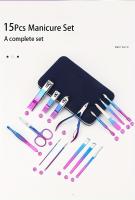Juego De Uñas Gradient Azul-Rosa 7-15 Piezas Cortauñas De Alta Calidad Kit De Manicura Y Pedicura Con Herramientas De Acero Inoxidable En Estuche - details 4