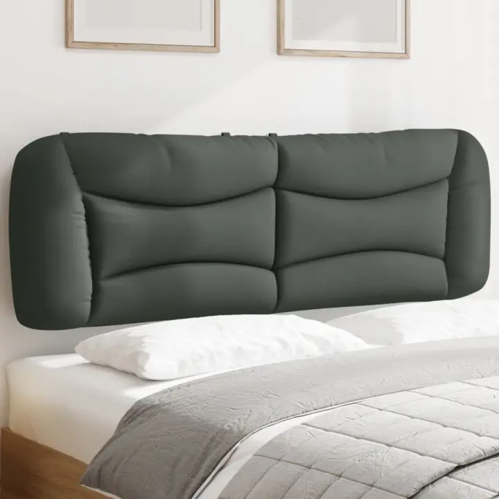 vidaXL Cabecero de cama acolchado tela gris oscuro 160 cm - 1