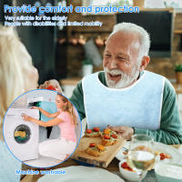 4Pcs Bibs Para Adultos En Poliéster Protección Rresistente a Manchas Para Comidas Y Bebidas Ajustables Para Ancianos Azul/Ceniza - details 6