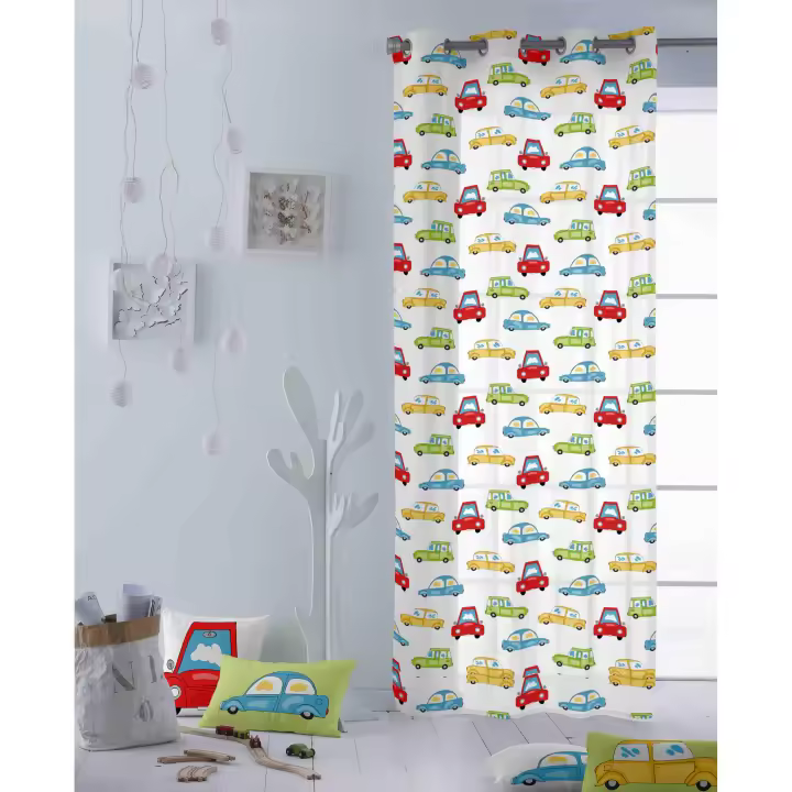CORTINA CON OJALES INFANTIL 100% ALGODÓN SCALEXTRIC REVERSO COOL KIDS FABRICADO EN ESPAÑA - 1