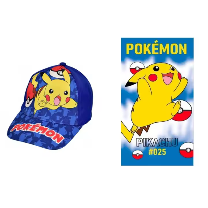 POKEMON PIKACHU GORRA +POEMON PIKACHU TOALLA MICROFIBRA PARA PLAYA  70*140CM - 1