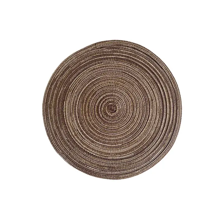 4pcs Tapetes Redondos Para Mesa De Comedor Hechos De Ramia Tejidos Antideslizantes Tapetes Para Vajilla Tazas Y Bollos Ecológicos De Poliéster Algodón - 1